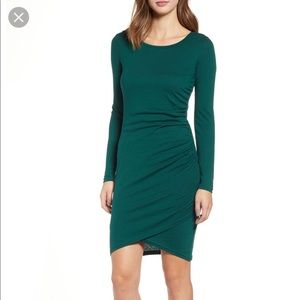 Brand new GREEN long sleeve Nordstrom mid Leith Dress holiday Christmas